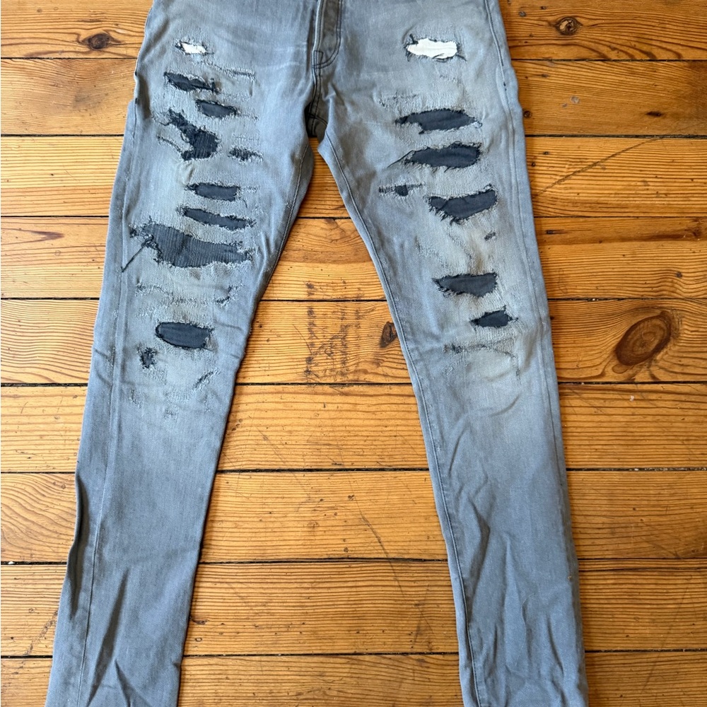 John Elliott The Cast 2 Distressed Slim Jeans Gray Size 29